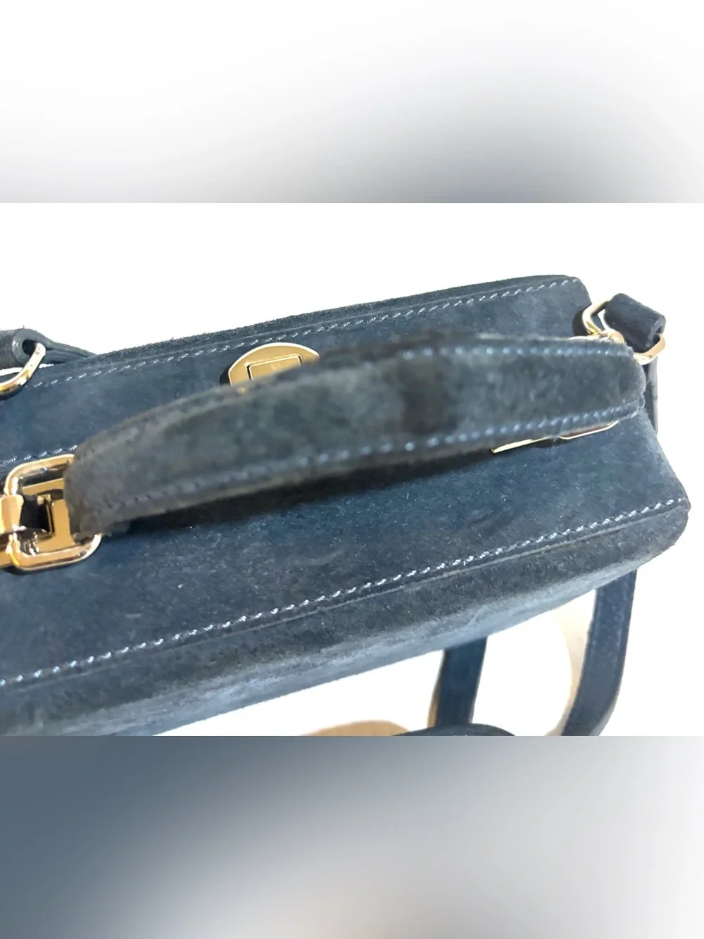 Brandon Blackwood Kendrick trunk navy  blue suede Top-Handle Crossbody Bag